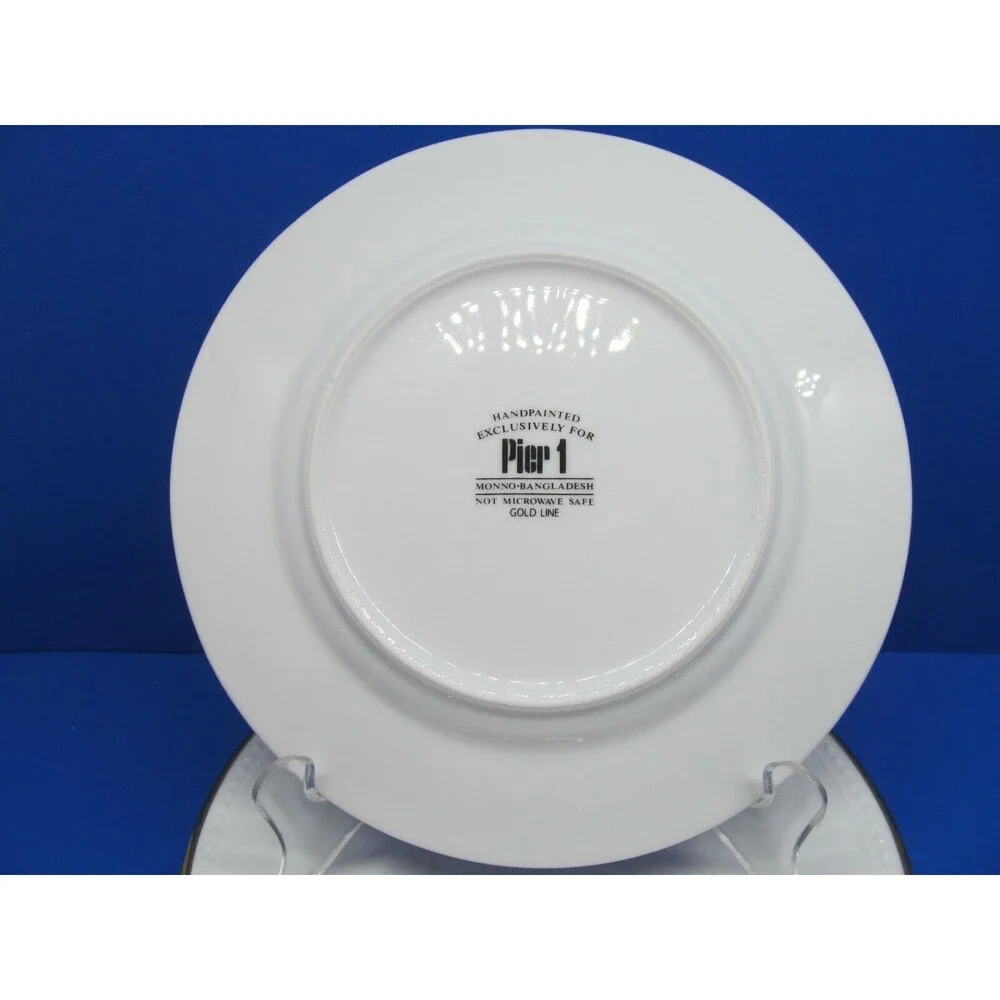 Pier 1 Gold Line Salad plates gold trim Bundle of 7